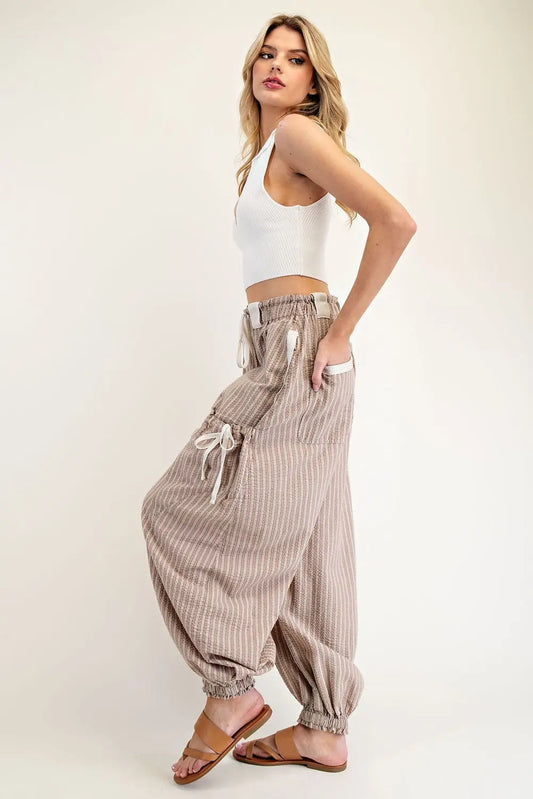 Striped Mocha Utility Pant