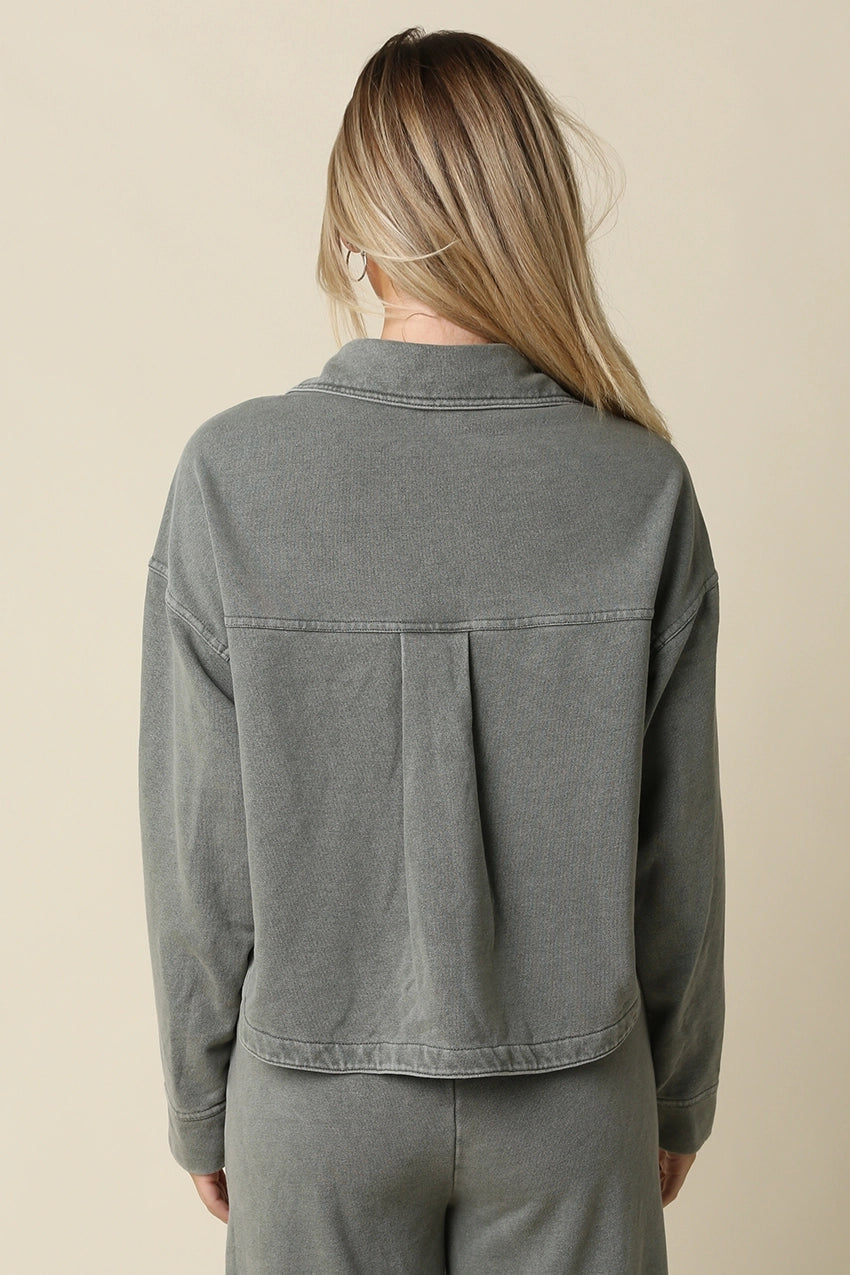 Cropped Button down Shirt Jacket