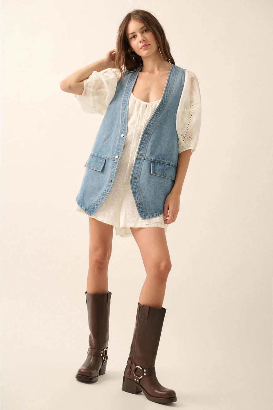 Longline Denim Vest