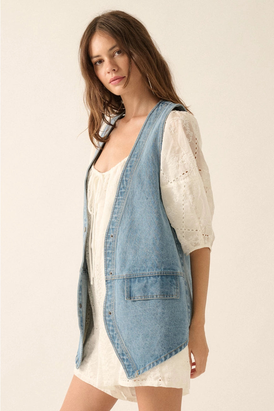 Longline Denim Vest