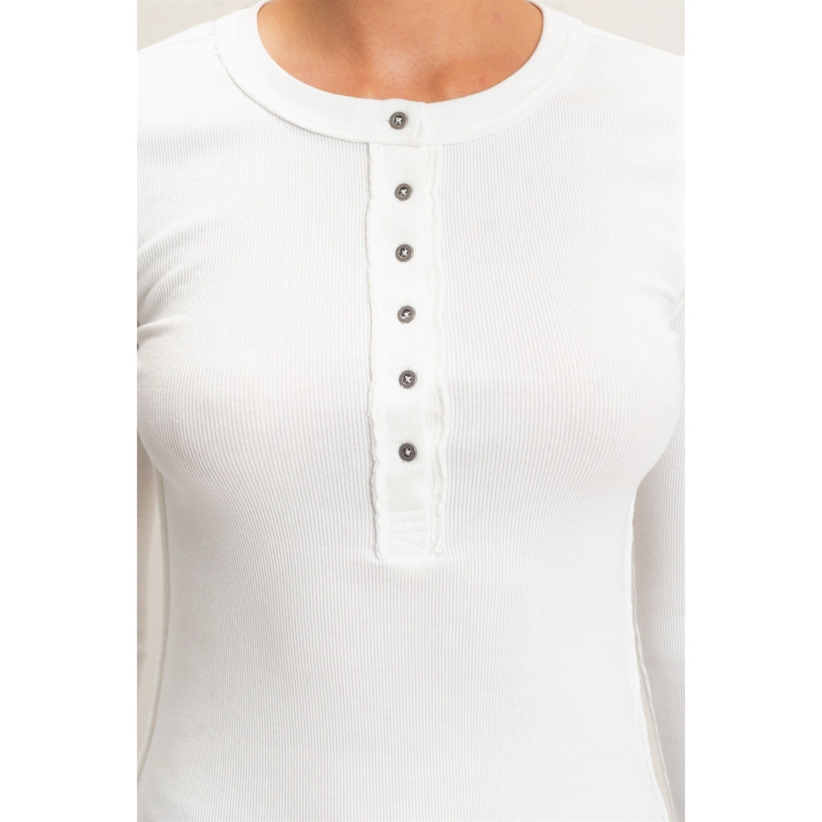 Long Sleeve Ribbed Henley