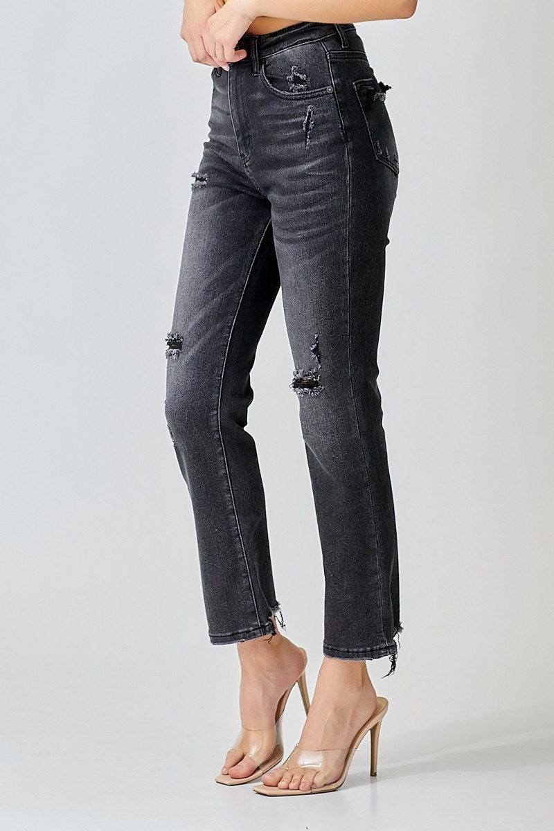 Vintage washed straight leg jeans